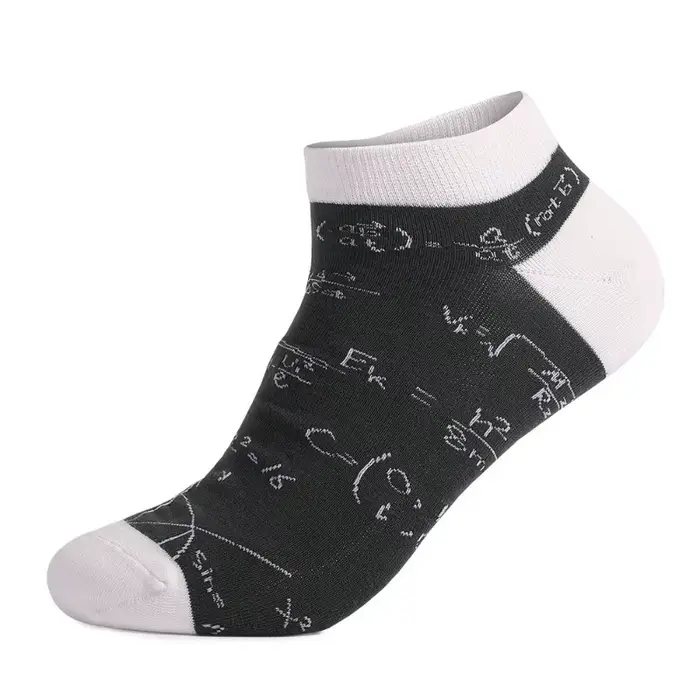 Grande taille décontracté à la mode coupe basse chaussettes drôle mode mathématiques hommes coton no