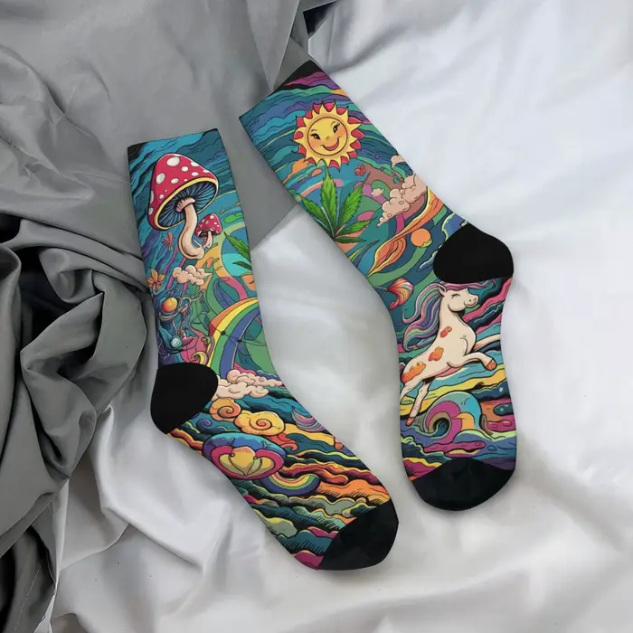 Harajuku rétro bohème fantaisie imprimé chaussettes pour hommes confortable respirant