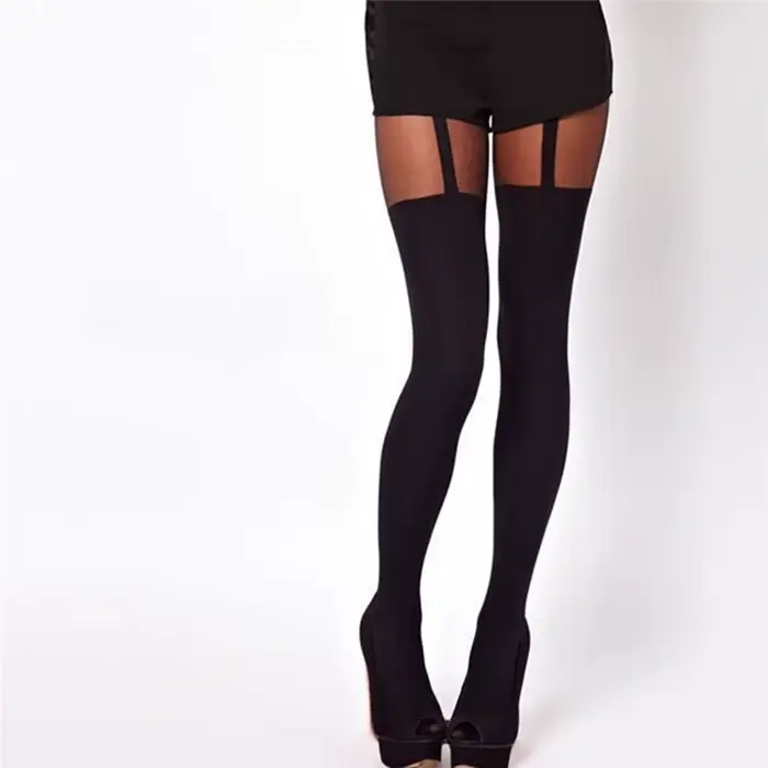 Collants noirs sexy pour femmes, effet porte-jarretelles, au-dessus du genou, nouvelle mode, pour so