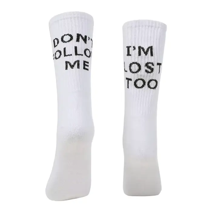 Livraison directe hommes chaussettes drôles Harajuku Humor mot imprimé