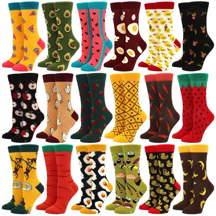 Femmes heureux chaussettes drôles avec impression fruits nourriture Art mignon hiver