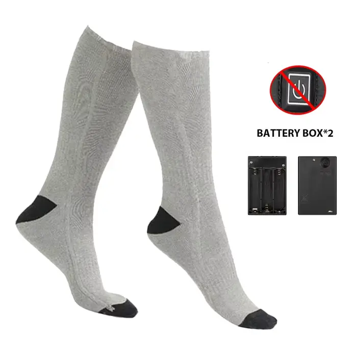 Chaussettes chauffantes avec boîte à piles Anti-froid pour hommes, chauffe-pieds thermique, Camping 