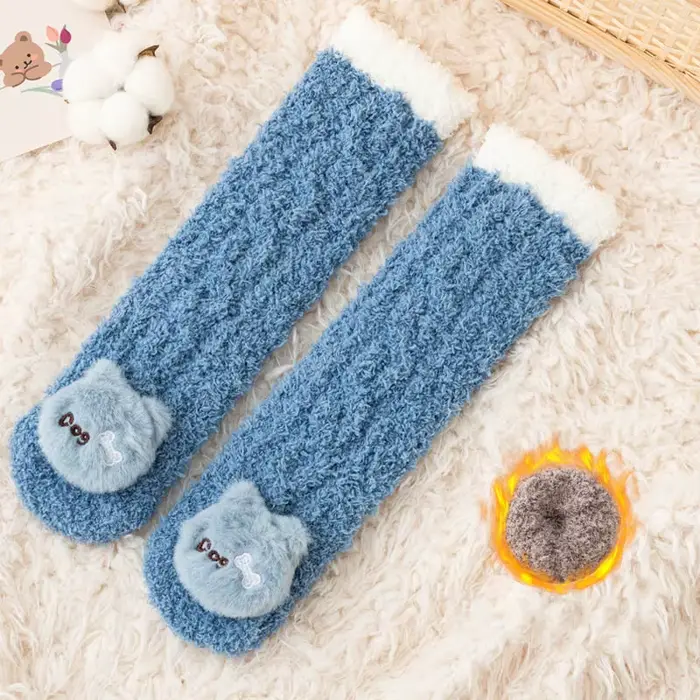 Chaussettes longues en velours corail pour bébé, chaussettes thermiques pour nouveau-né, chaussettes