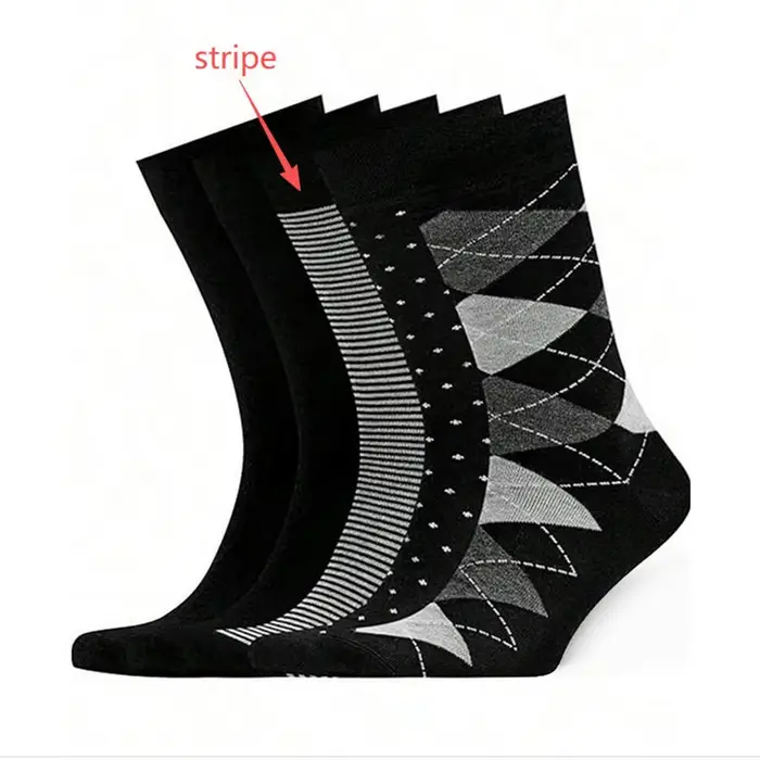 Chaussettes à carreaux rétro français pour hommes, 5 paires, en coton noir uni, grande taille, trico