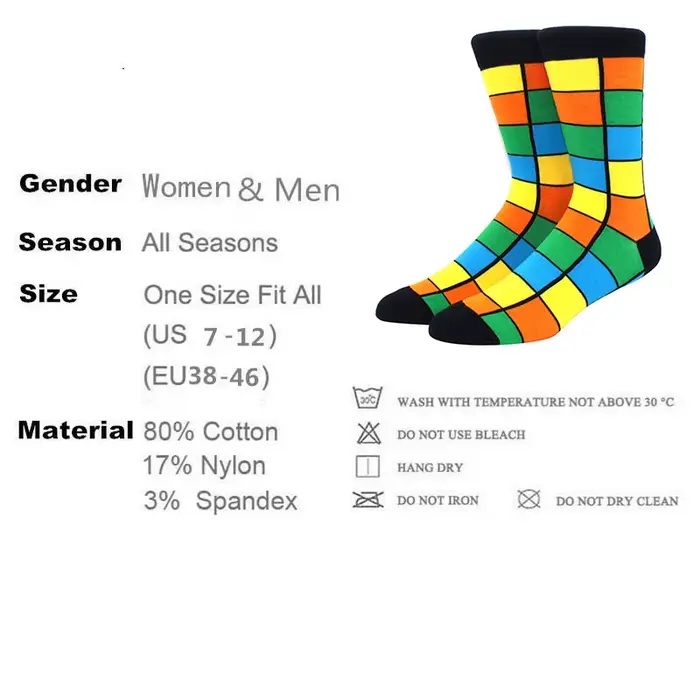 Chaussettes Happy Unisexes en Coton pour Homme et Femme, Design Rétro, Amusantes, Football, Basket-ball, Équipage, Skateboard, Harajuku