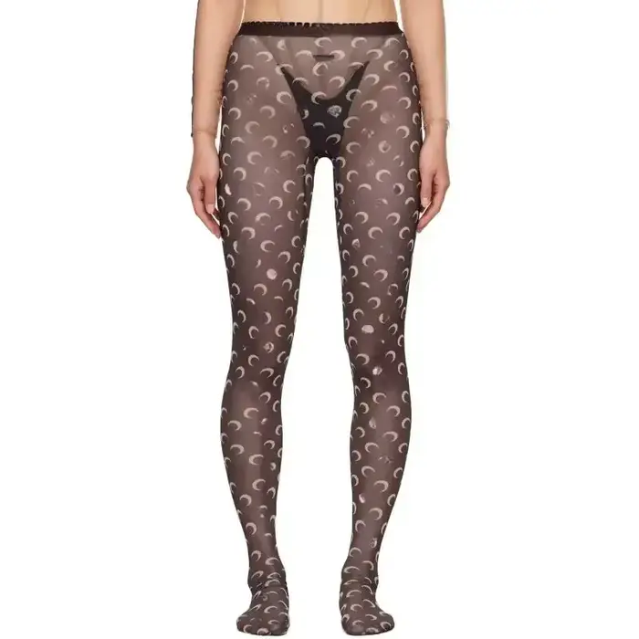 Collants marron en peluche pour femme, imprimé lune, sexy, élastiques, avec poches, bas polyvalents et tendance pour le froid