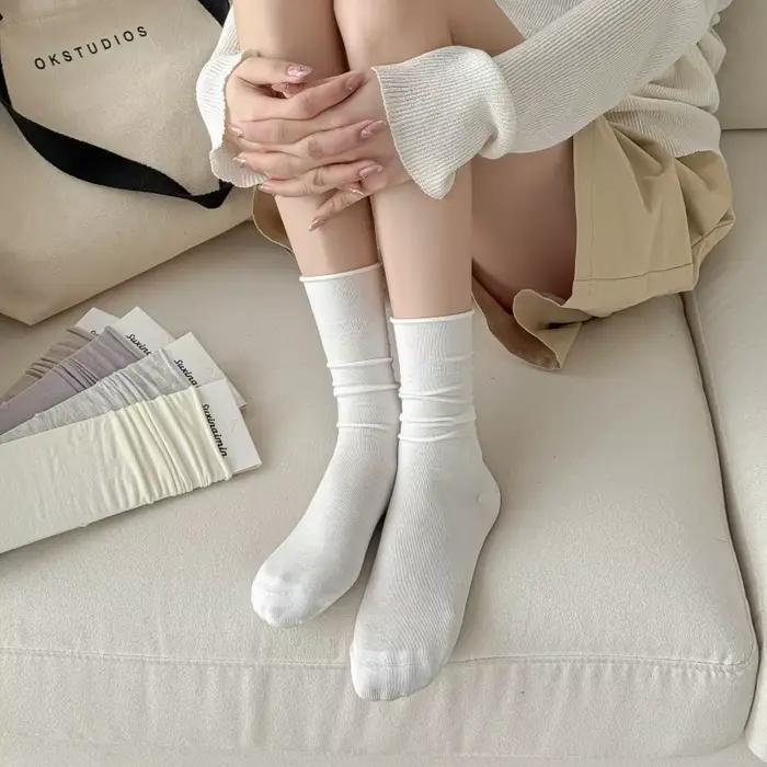 Femmes chaussettes mode japonaise coton mince respirant longues