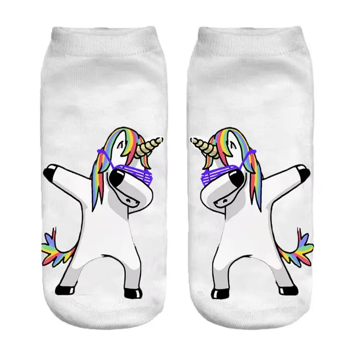 Chaussettes Harajuku 3D pour femmes, impression Nairobi Orn, Kawaii Rinse Licorne Chaussette pour fe