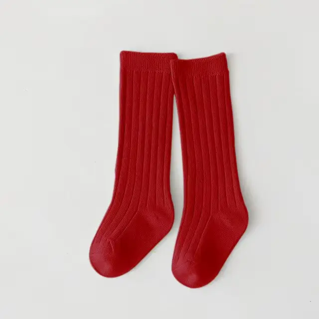 Chaussettes longues hautes en coton pour bébés garçons et filles, chaussettes douces à rayures respi