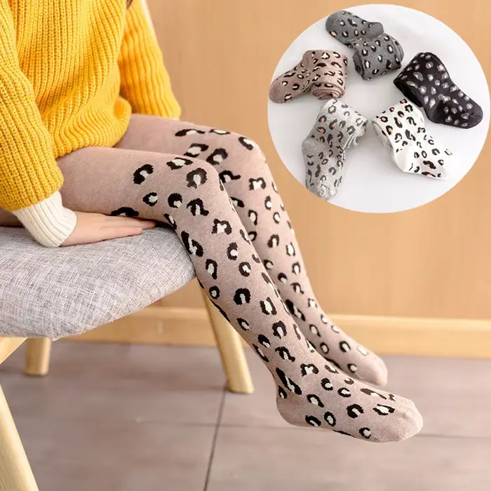 Collants imprimés léopard pour filles, nouvelle collection automne-hiver 2026, bas en coton pour enfants, collants pour tout-petits, bébés de 3 à 12 ans