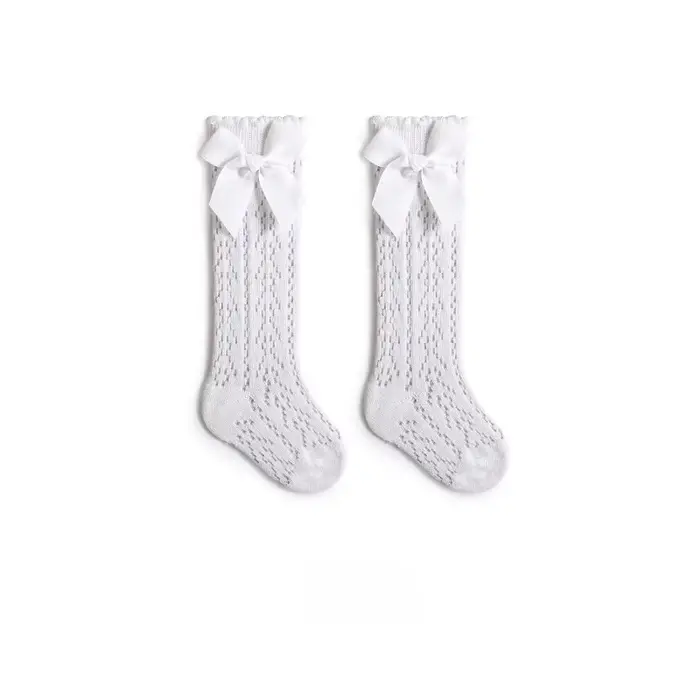 Chaussettes en maille de coton avec nœud papillon pour bébé fille, respirantes, style espagnol, pour