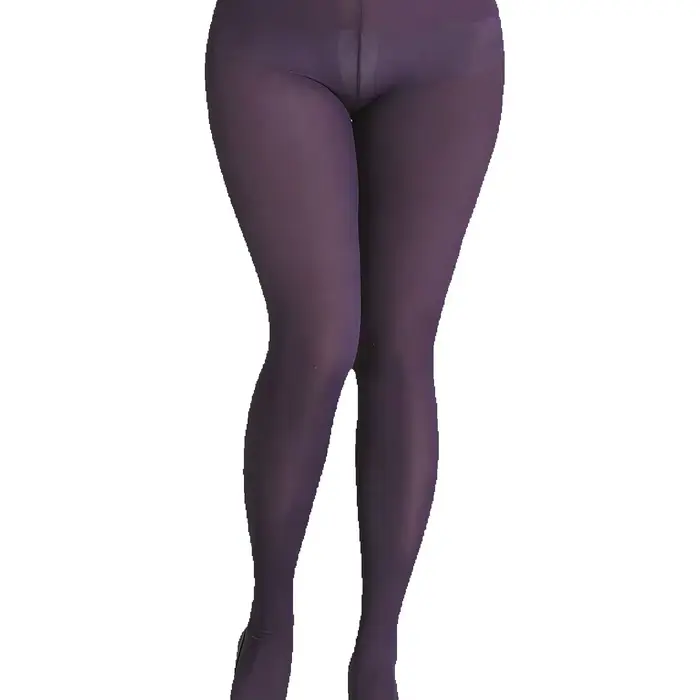 1 paire de collants en nylon semi-transparents pour femmes, couleur violette, effet amincissant et s
