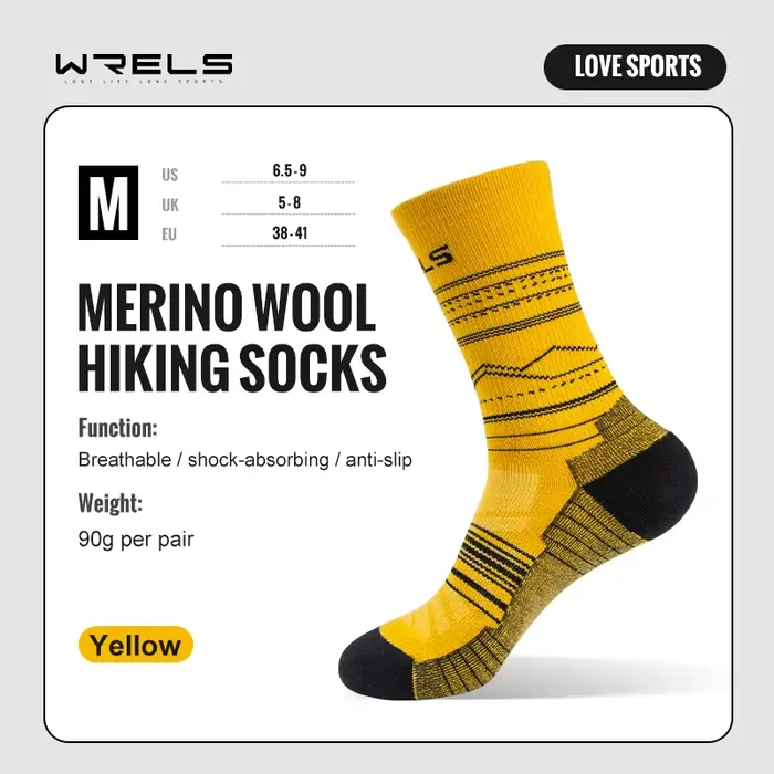 WRELS chaussettes en laine mérinos randonnée légère Absorption des chocs amortissement mi-mollet cha