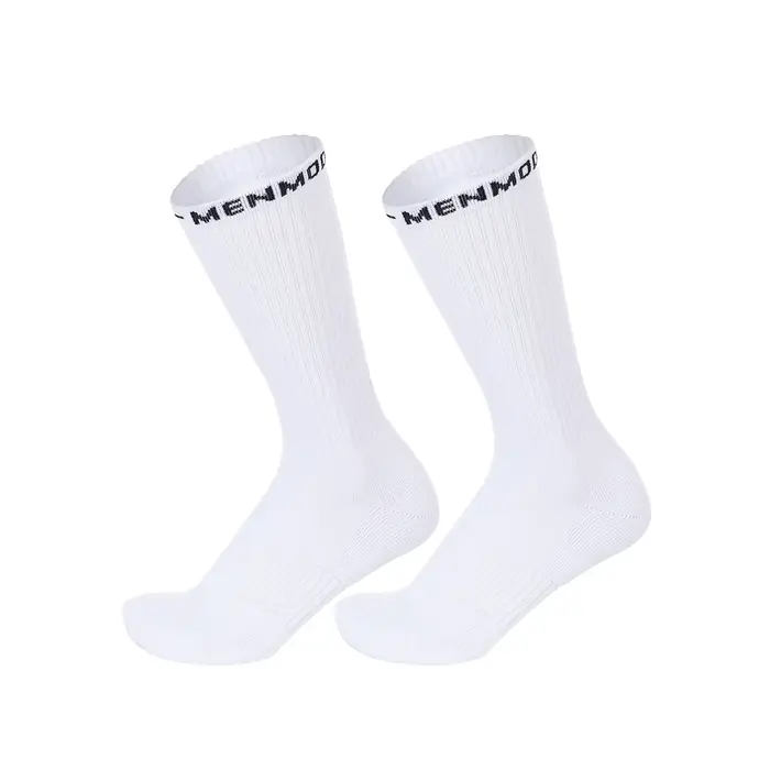 Chaussettes mi-mollet en tissu éponge blanc pour homme, avec imprimé lettres, bordure élastique, sem