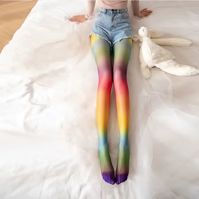 Collants Colorblock pour fête quotidienne, collants à pieds fins élastiques taille haute, bas et bon
