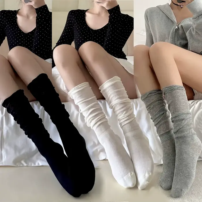 3 paires de chaussettes fines jusqu'aux genoux pour femmes, design à bout bulle, style ballet respir
