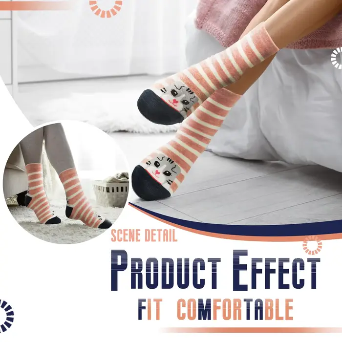 5 paires de chaussettes chat mignon pour femmes