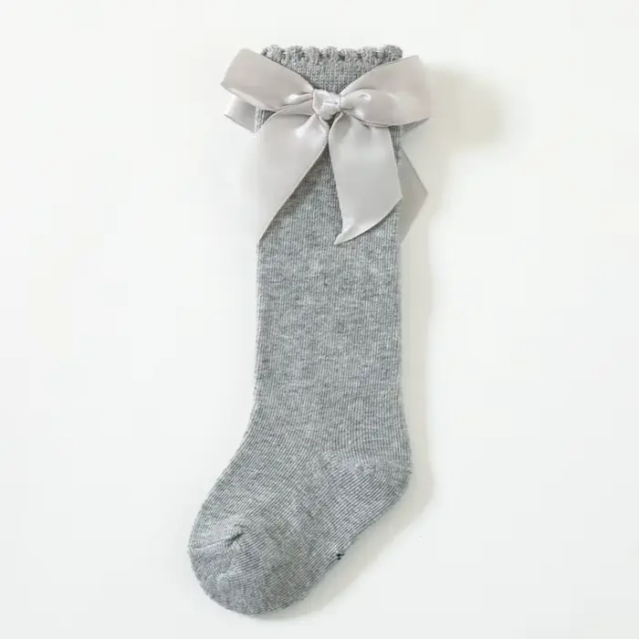1 paire de chaussettes pour enfants en bas âge filles grand nœud genou haute qualité longue douce au