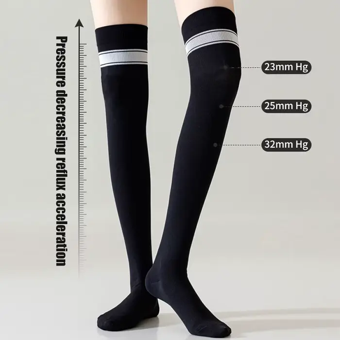 1 paire de chaussettes hautes à rayures au-dessus du genou