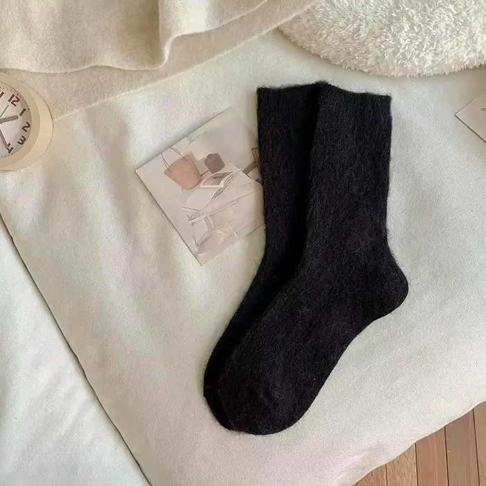 1/2 paires de chaussettes d'hiver en laine pour femmes, doublées de polaire, longues, à la mode, vêt