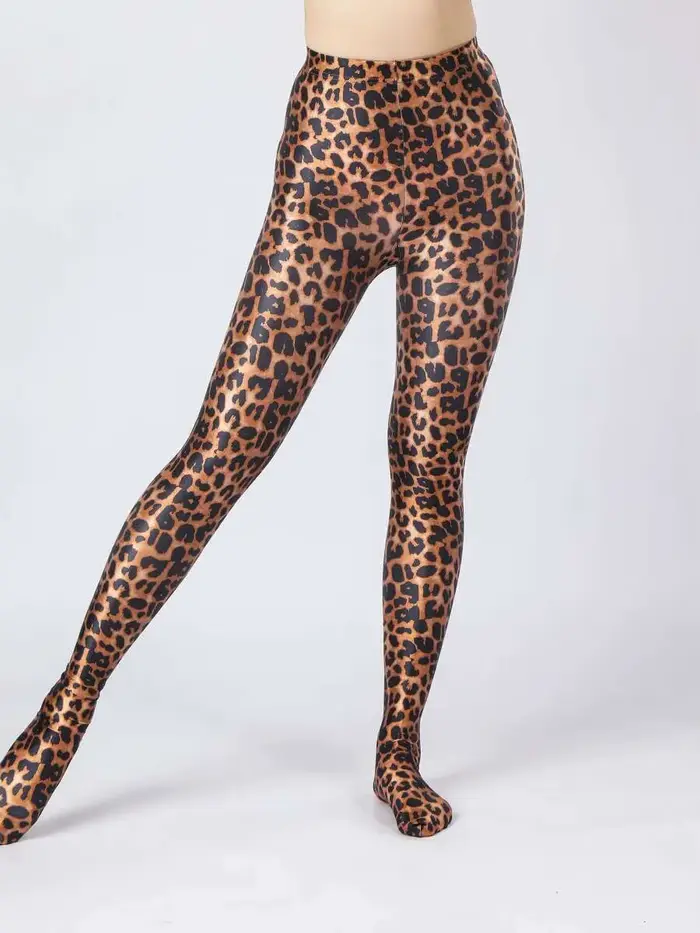 Collants léopard brillants, pantalons taille haute pour femmes, collants Sexy, lisses, brillants, sp
