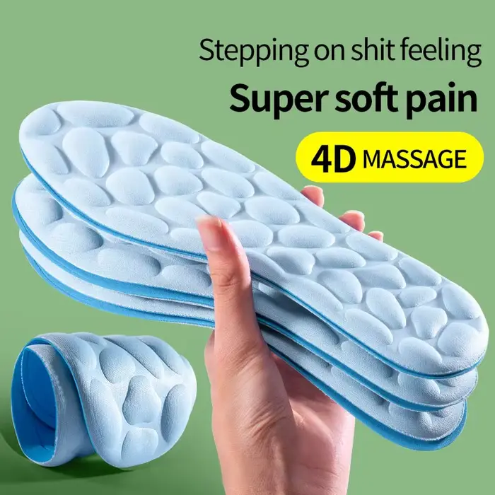 Semelles intérieures de Sport 4D pour chaussures femmes hommes déodorant coussin respirant semelles de course pour pieds Massage orthopédique coussinets de soins de course