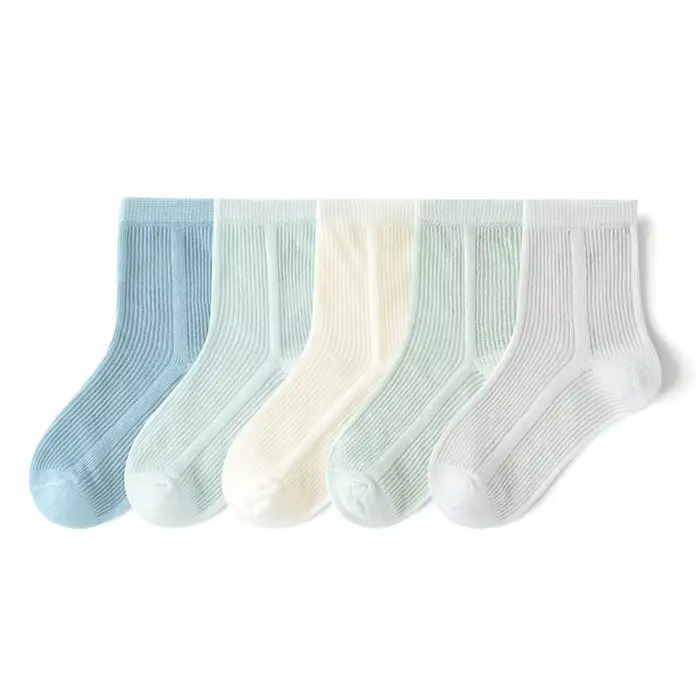 5 paires de chaussettes pour bébé, chaussettes d'été en coton, chaussettes fines en maille, chausset