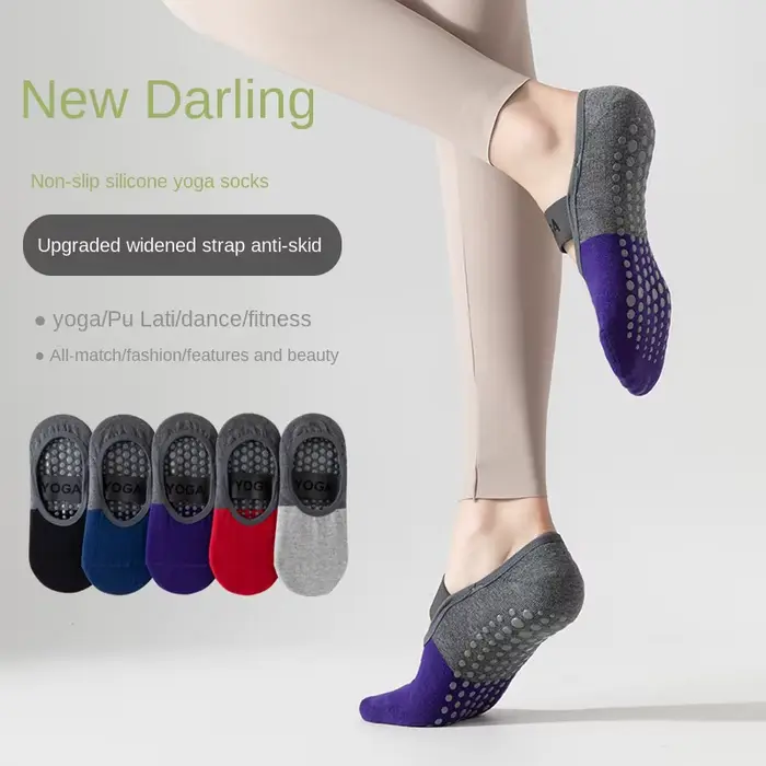 1 paire de chaussettes Pilates couleur patchwork pour femmes