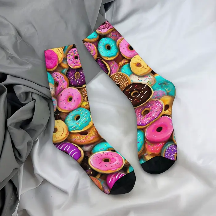 Chaussettes amusantes pour hommes en forme de donut