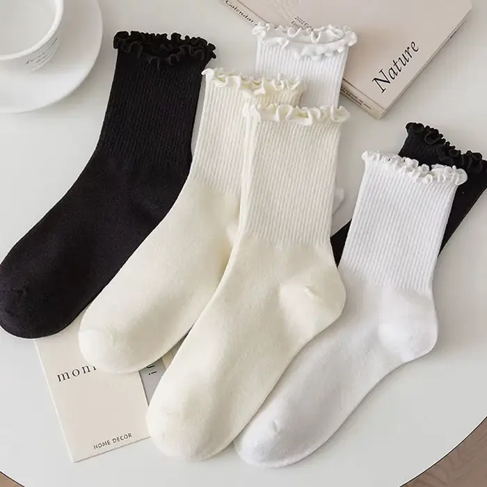 5 paires de chaussettes à volants pour femmes