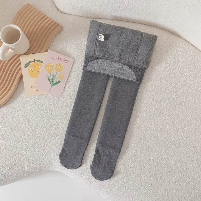 Collants d'hiver à rayures en velours pour fille, bas pour enfant, leggings doublés de sourire polai
