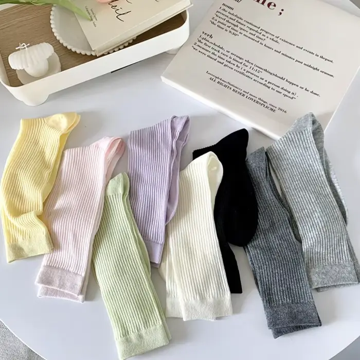 Chaussettes côtelées colorées pour femmes, chaussettes souples pour femmes, chaussettes à tube haut, printemps, été, No Pilling, Goo Streetwear