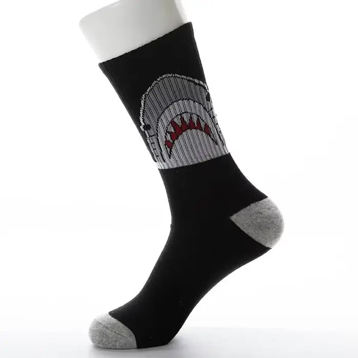 Chaussettes style Harajuku de haute qualité pour hommes et femmes, chaussettes requin en coton, styl