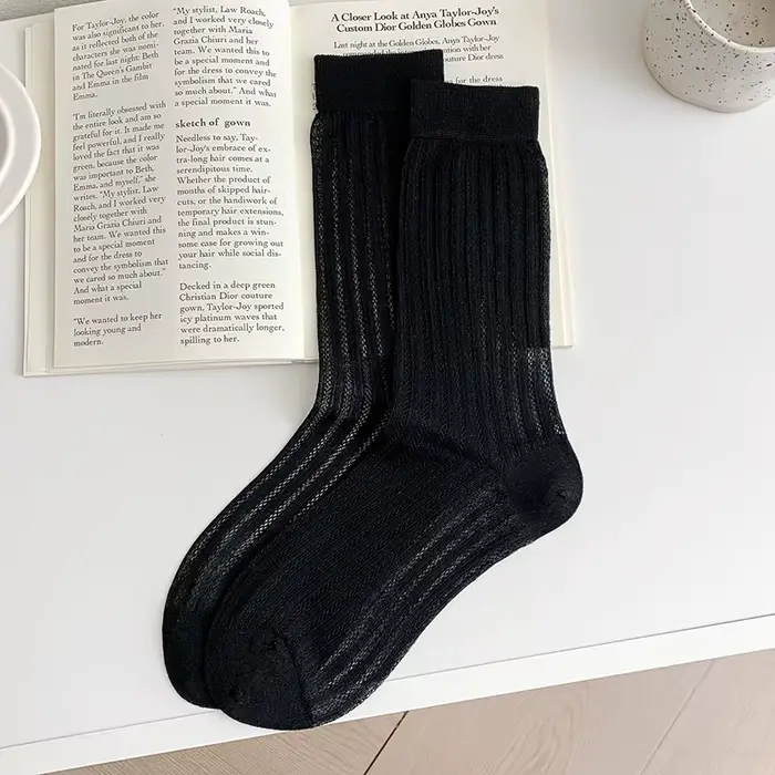 Chaussettes pour femmes, couleur unie, respirantes, fines, style japonais simple, chaussettes en mai