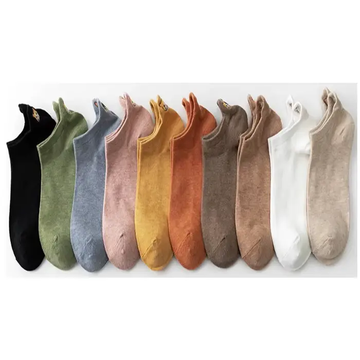 10 paires Pack Kawaii chaussettes femmes bonne cheville drôle dessin animé broderie chat Harajuku ac