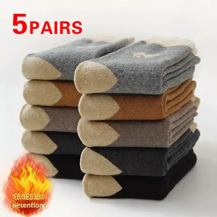 5 paires de chaussettes d'hiver de haute qualité pour hommes et femmes