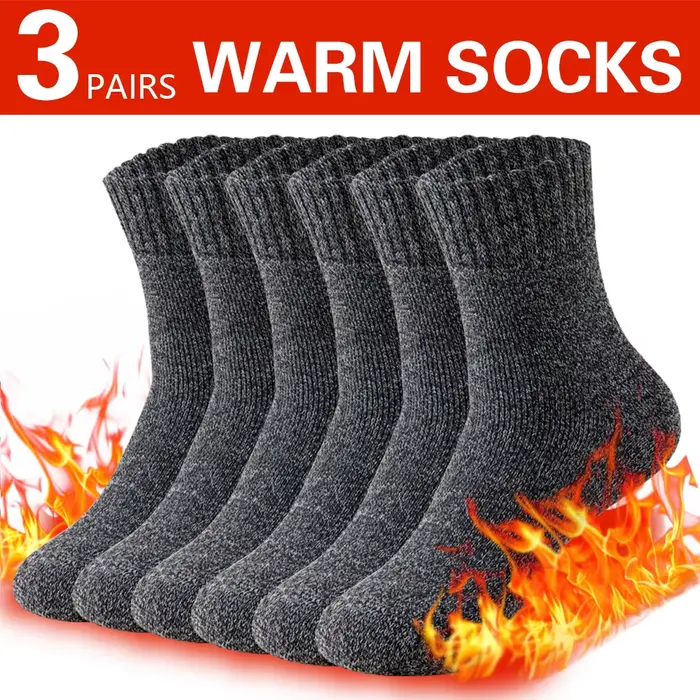 3 paires de chaussettes d'hiver épaisses pour hommes, chaussettes longues pour Sports de plein air, 