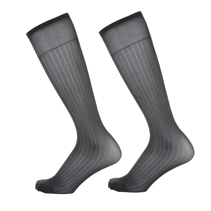 Chaussettes de costume d'affaires pour hommes, chaussettes Ultra-fines à Tube Long, bas transparents