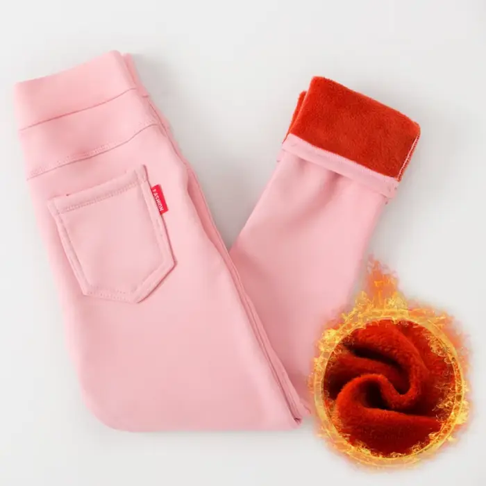 Legging pour Bébé Fille avec Sourire à l'Intérieur, Pantalon Crayon Chaud, Couleur Unie Fjsolide, Vê