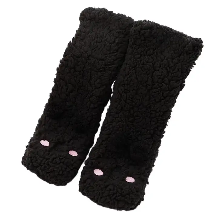 Chaussettes polaires brodées pour femmes, chaussettes de sol d'hiver, chaussettes thermiques épaisse