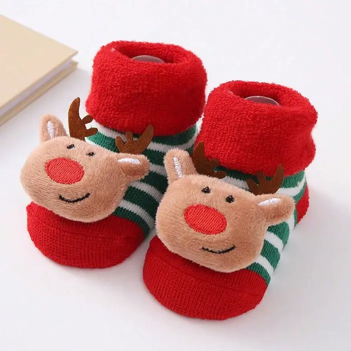 Mignon père noël poupée tricoté bébé chaussettes nouveau-né enfant en bas âge doux bonhomme de neige