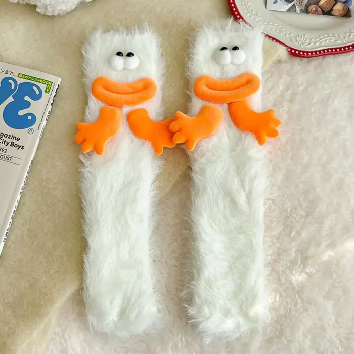 Chaussettes de sol en molleton, mignonnes et laides, amusantes, en velours de corail, épaisses et ch
