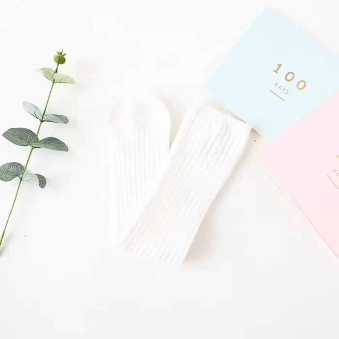 Chaussettes hautes pour enfants, bas couleur barbe à papa, jambières longues, chaussettes mignonnes 