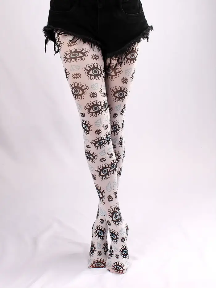 Mauvais yeux serré femmes printemps nouvelles femmes pure Sexy tatouage imprimé collants bas Anti-cr