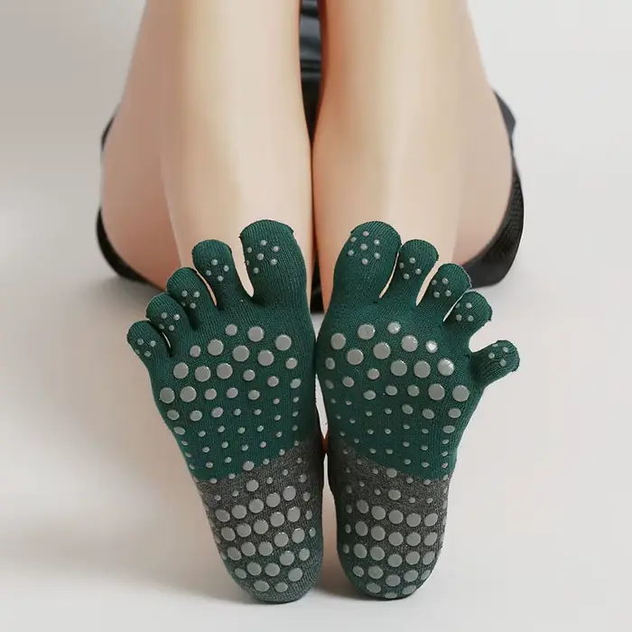 Chaussettes de Yoga à cinq doigts en Silicone, antidérapantes, pour femmes, dos nu, Fitness, danse d