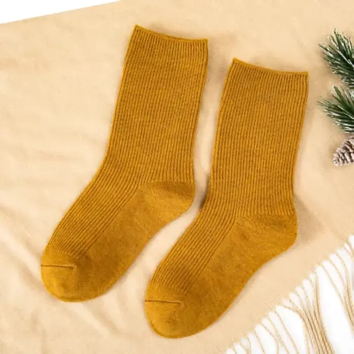 Chaussette chaude en laine pour enfants, pour garçons et filles, mode sportive, couleur unie, mollet