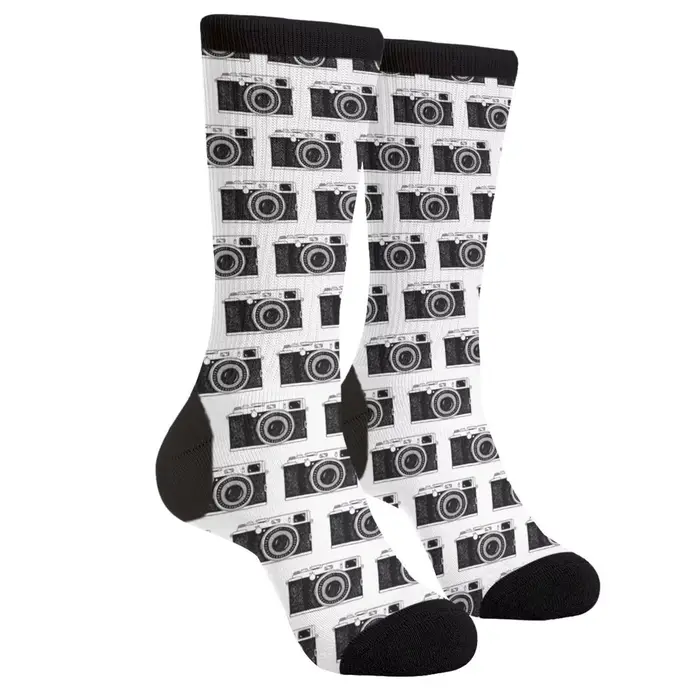 Chaussettes fantaisie pour hommes et femmes, appareil photo, décontracté, drôle, funky, mode