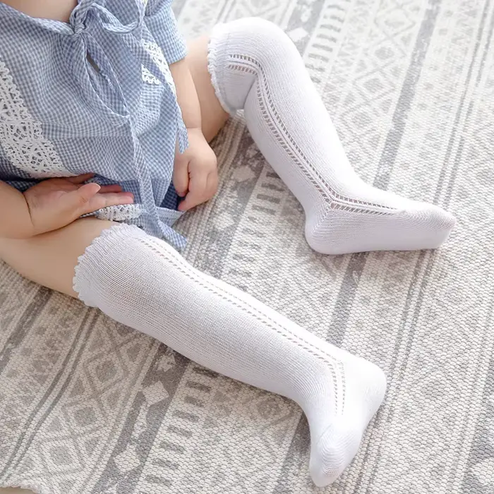 Chaussettes montantes blanches pour bébés garçons et filles, élégantes, à volants, style espagnol, p