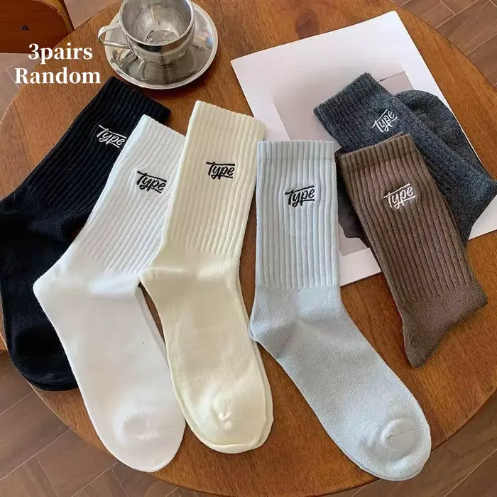 6/3 paires de chaussettes de sport mi-mollet pour hommes à la mode, motif de lettres, chaussettes ha