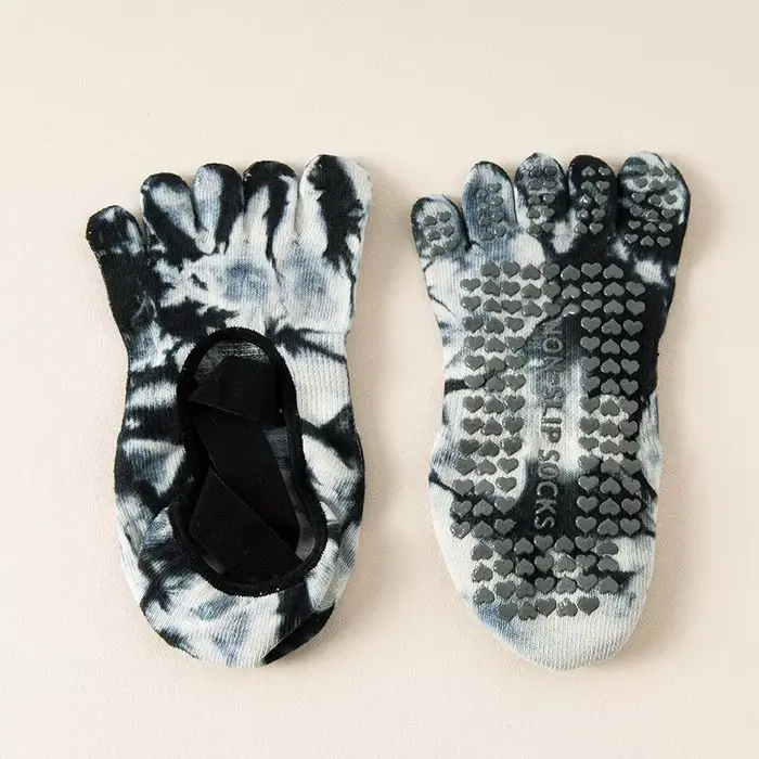 Chaussettes de yoga antidérapantes pour femmes, chaussettes professionnelles en coton à cinq doigts 